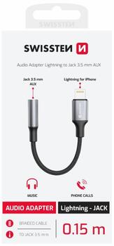 Swissten Lightning uz 3.5mm AUX Audio Adapteris iPhone un iPad 15cm (73502313)