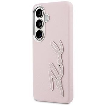 Karl Lagerfeld Grained Signature Metal Resin Logo Защитный чехол для Samsung Galaxy S26 / розовый (KLHCS26SPGFKSRSP)