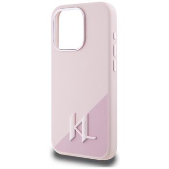 Case Karl Lagerfeld Silicone Shadow Metal Initial MagSafe Aizsargapvalks priekš iPhone 15 Pro / rozā (KLHMP15LSCMKMPCP)