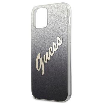 Guess GUHCP12SPCUGLSBK Glitter Gradient Script Aizsargapvalks priekš iPhone 12 mini 5,4