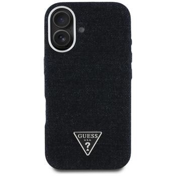Case Guess Denim Triangle Logo MagSafe Aizsargapvalks priekš iPhone 16 / melns (GUHMP16SRJFWTLK)