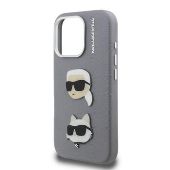 Karl Lagerfeld Grained PU K&CH Heads Case Чехол для Apple iPhone 16 Pro (KLHCP16LPSFDHPG)