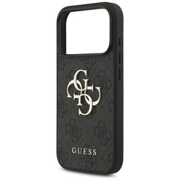 Guess PU 4G Metal Logo Case Aizsargapvalks priekš Apple iPhone 17 Pro (GUHCP17L4GMGGR)