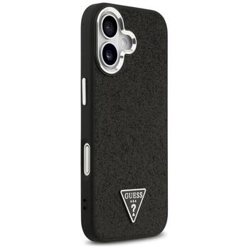 Case Guess Glitter Triangle Logo MagSafe Aizsargapvalks priekš iPhone 17 / melns (GUHMP17SPFGTSCMK)