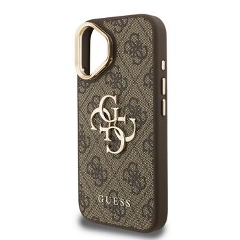 Guess PU 4G Metal Logo Stand Camera Frame Case Защитный чехол для iPhone 16 / коричневый (GUHCP16SPCS4GP4W)