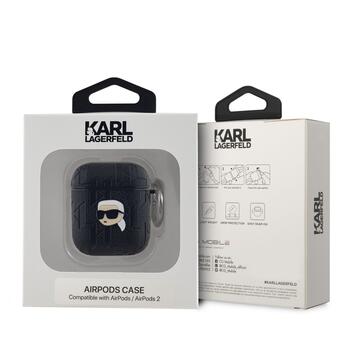 Karl Lagerfeld PU Embossed Karl Head Case Защитный чехол для AirPods 1/2 / чёрный (KLA2PGKIPK)