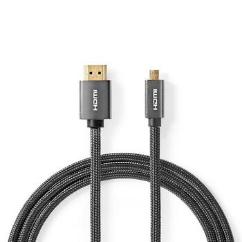 Nedis CVTB34700GY20 Ātrgaitas HDMI™ Kabelis ar Ethernet| HDMI™ Micro maler | 4K@60H | 2.00 m (CVTB34700GY20)