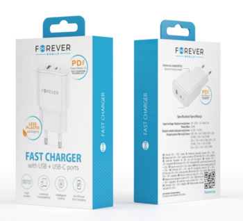 Forever TC-01-20AC Adapteris PD / QC / USB-C / 1USB / 20W (TC-01-20AC)
