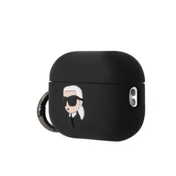 Karl Lagerfeld 3D Logo NFT Karl Head Silicone Case Aizsargapvalks priekš AirPods Pro 2 / melns (KLAP2RUNIKK)