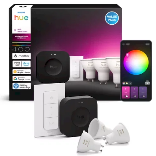 Philips Hue Bridge Pro + 3 x GU10 + регулятор яркости Набор умного освещения (929003666513)