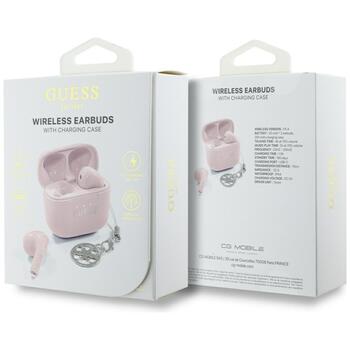 Guess Glossy Effect Printed Classic Logo & Charm Roze Наушники (GUTWSXMCCLP)