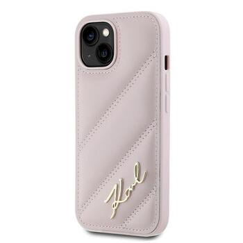Karl Lagerfeld KLHCP15MPQDSMGP Hardcase Diagonal Quilted Sc Aizsargapvalks priekš iPhone 15 Plus/14 Plus 6.7
