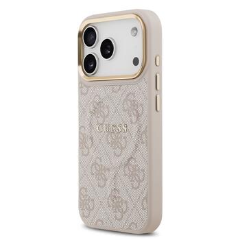 Guess PU Leather 4G Gold Frame MagSafe Case Защитный чехол для iPhone 17 Pro / розовый (GUHMP17LP4MSEGCP)