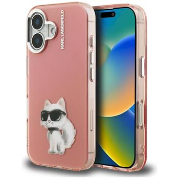 Karl Lagerfeld IML Aquarelle Choupette & Logo Aizsargapvalks priekš iPhone 16 / rozā (KLHCP16SHMCHAQP)
