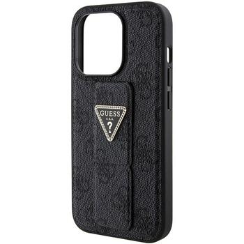 Guess GUHCP15XPGS4TDK Grip Stand 4G Triangle Strass Aizsargapvalks priekš iPhone 15 Pro Max 6.7