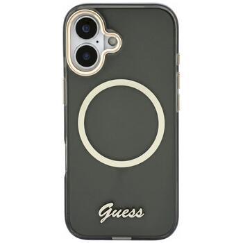 Case Guess IML Script Metal MagSafe Защитный чехол для iPhone 17 / чёрный (GUHMP17S5HTCSMSK)