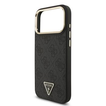 Guess PU Leather 4G Strass Triangle Logo Gold Frame MagSafe Case Защитный чехол для iPhone 17 Pro Max (GUHMP17XP4GTDGMK)