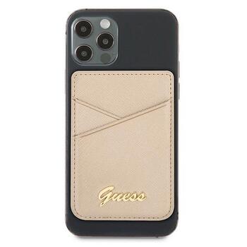 Guess Wallet Card Slot GUWMSSASLGOMagSafe Saffiano Telefona maciņš / zelta (GUWMSSASLGO)