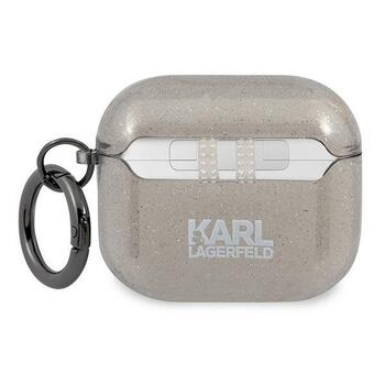 Karl Lagerfeld KLA3UKHGK AirPods 3 cover Защитный чехол для AirPods 3 Glitter Karl`s Head / чёрный (KLA3UKHGK)