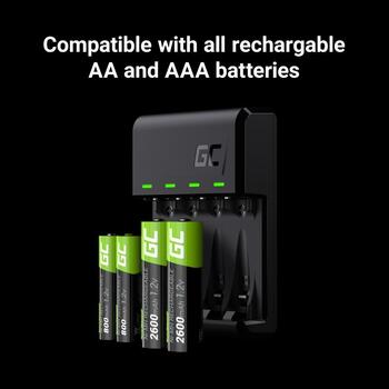 Green Cell VitalCharger UBS-C lādētājs AAA/AA akumulatoriem / 4x HR03 800mAh komplektā (GRSETGC0222205VN)