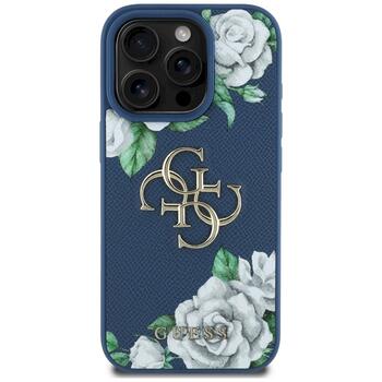 Case Guess Grained Roses Big 4G logo Защитный чехол для iPhone 16 Pro Max / синий (GUHCP16XPGROP4MB)