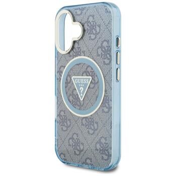 Guess IML Metal Glitter 4G Circle Triangle MagSafe Aizsargapvalks priekš iPhone 16 / zils (GUHMP16SHG4PRTGB)