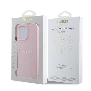 Guess PU Grained Classic Logo MagSafe Case Aizsargapvalks priekš iPhone 16 Pro / rozā (GUHMP16LPGHSMMP)
