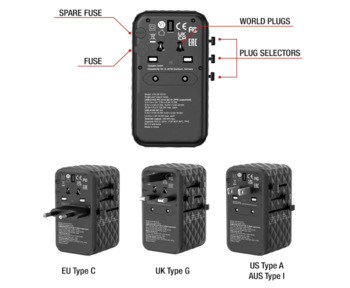 Verbatim GaN III Универсальный 2x USB-C Дорожный Адаптер 100W (32121V)