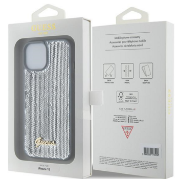 Guess HC Sequin Script Metal Case Защитный Чехол для Apple iPhone 15 Pro Max (GUHCP15XPSFDGSS)