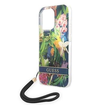 Guess GUOHCP14XHFLSB Flower Strap Aizsargapvalks priekš iPhone 14 Pro Max 6,7