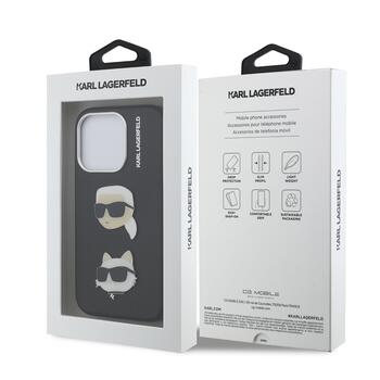 Karl Lagerfeld Grained PU K&CH Heads Case Aizsargapvalks priekš Apple iPhone 15 Pro Max (KLHCP15XPSFDHPK)