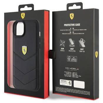 Ferrari Quilted Metal Logo Back Case Aizsargapvalks Priekš Apple iPhone 15 Plus (FEHCP15MRDUK)