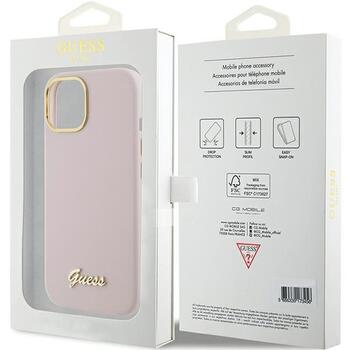 Guess Silicone Script Metal Logo & Frame Back Case Защитный Чехол для Apple iPhone 15 (GUHCP15SSMBSLP)