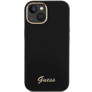 Guess GUHCP15SSMBSLK Hardcase Silicone Script Metal Logo & Fram Aizsargapvalks priekš iPhone 15 / 14 / 13 6.1