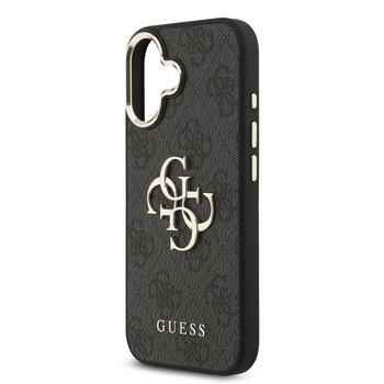 Guess PU Leather 4G Metal Logo Gold Frame Case Aizsargapvalks priekš iPhone 17 / melns (GUHCP17S4GMGCGR)