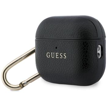 Case Guess Grained Classic Logo Hook Беспроводные наушники для AirPods Pro 3 / чёрный (GUAP3PGUGMK)