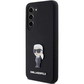 Karl Lagerfeld KLHCS23SSMHKNPK Silicone Ikonik Metal Pin Aizsargapvalks priekš Samsung Galaxy S23 / melns (KLHCS23SSMHKNPK)