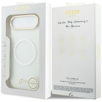 Case Guess IML Gradient Script Metal MagSafe Защитный чехол для iPhone 17 Air / белый (GUHMP17M5HTGMCSH)