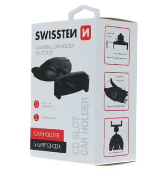 Swissten S-Grip S3-CD1 Универсальный Держатель В CD / Radio для Планшетов / Телефонов / GPS (SW-CH-S3-CD1-BK)