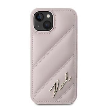 Karl Lagerfeld KLHCP15MPQDSMGP Hardcase Diagonal Quilted Sc Aizsargapvalks priekš iPhone 15 Plus/14 Plus 6.7