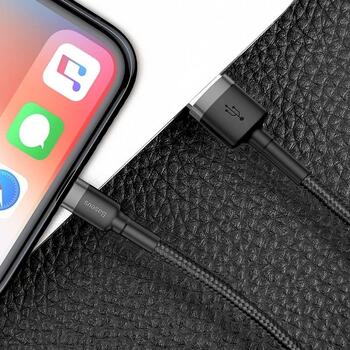 Baseus Cafule USB Lightning Cable Uzlādes un datu kabelis 1.5A 2m / pelēks/melns (CALKLF-CG1)