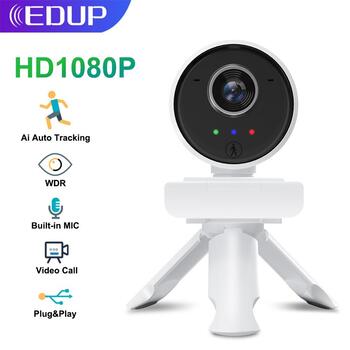 EDUP 1080P Full HD Web Camera / Autofocus / Smart WiFi with Microphone / Portrait Tracking / USB / 4K (EP-1080P4S)