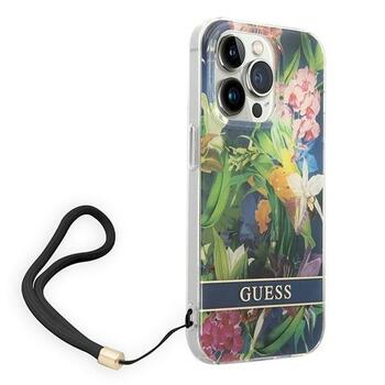 Guess GUOHCP14XHFLSB Flower Strap Aizsargapvalks priekš iPhone 14 Pro Max 6,7