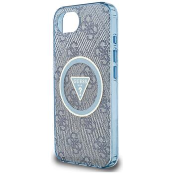 Case Guess IML Metal Glitter 4G Circle Triangle MagSafe Защитный чехол для iPhone 16e/17e / синий (GUHMPSE4HG4PRTGB)