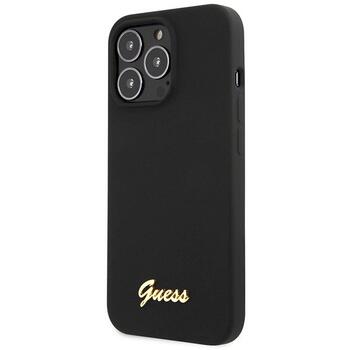 Guess GUHCP13XLSLMGBK Silicone Script Gold Logo Aizsargapvalks priekš iPhone 13 Pro Max 6.7