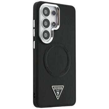 Case Guess Embossed Ring Triangle Logo MagSafe Защитный чехол для Samsung Galaxy S26 Ultra / чёрный (GUHMS26LPSDTSCMK)
