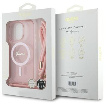 Guess GUHMP16LHCTSGNSP Crossbody Cord Script MagSafe Защитный чехол для iPhone 16 Pro 6.3