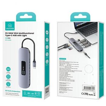 Usams 10in1 Adapteris 3x USB 3.0 / TF / SD / USB-C / HDMI / RJ45 / VGA PD100W / Hubs (SJ644HUB01)