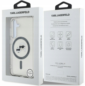 Karl Lagerfeld Button Karl & Choupette Heads Printed Logo MagSafe Чехол для Samsung Galaxy S25 (KLHMS25SHLSKCK)