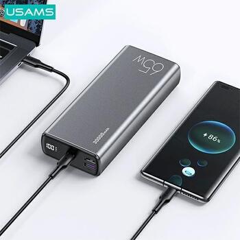 Usams PB59 Fast Charge Powerbank 65W 2xQC3.0+PD Переносная зарядная батарея 30 000mAh (CMXLOGTC01)